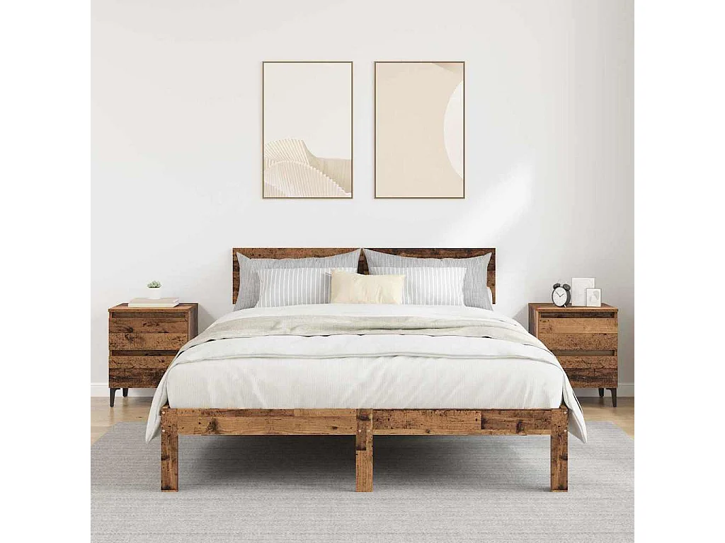 Nachttisch 2er Set-Beistelltisch Altholz 40 x 35 x 50 cm Holzwerkstoff SHL72388