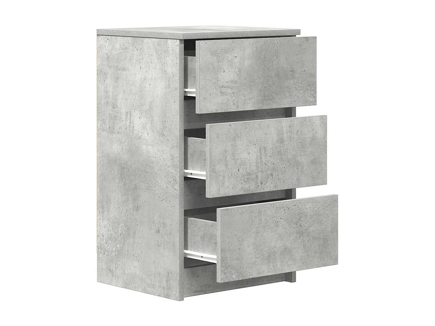 Mesilla de noche | Mesita de noche con 3 cajones gris hormigón 39x35x65 cm