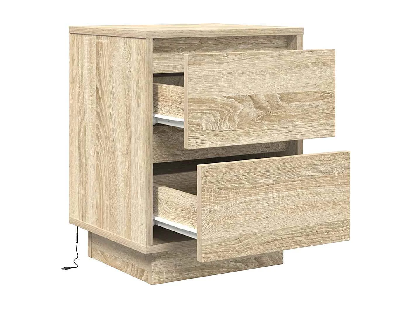 Nachttische mit LED-Leuchten 2er Set | Beistelltisch Sonoma-Eiche 38x34x50 cm SHL87169
