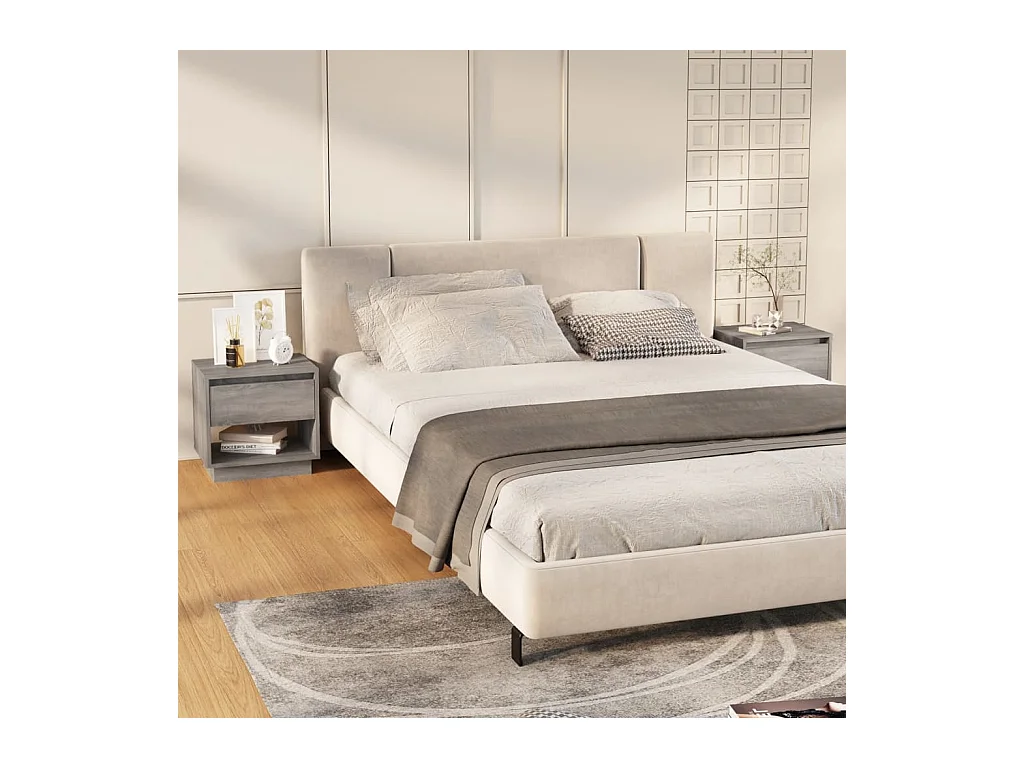 Mesitas de noche | Mesilla de noche 2 uds madera ingeniería gris Sonoma 45x34x44 cm