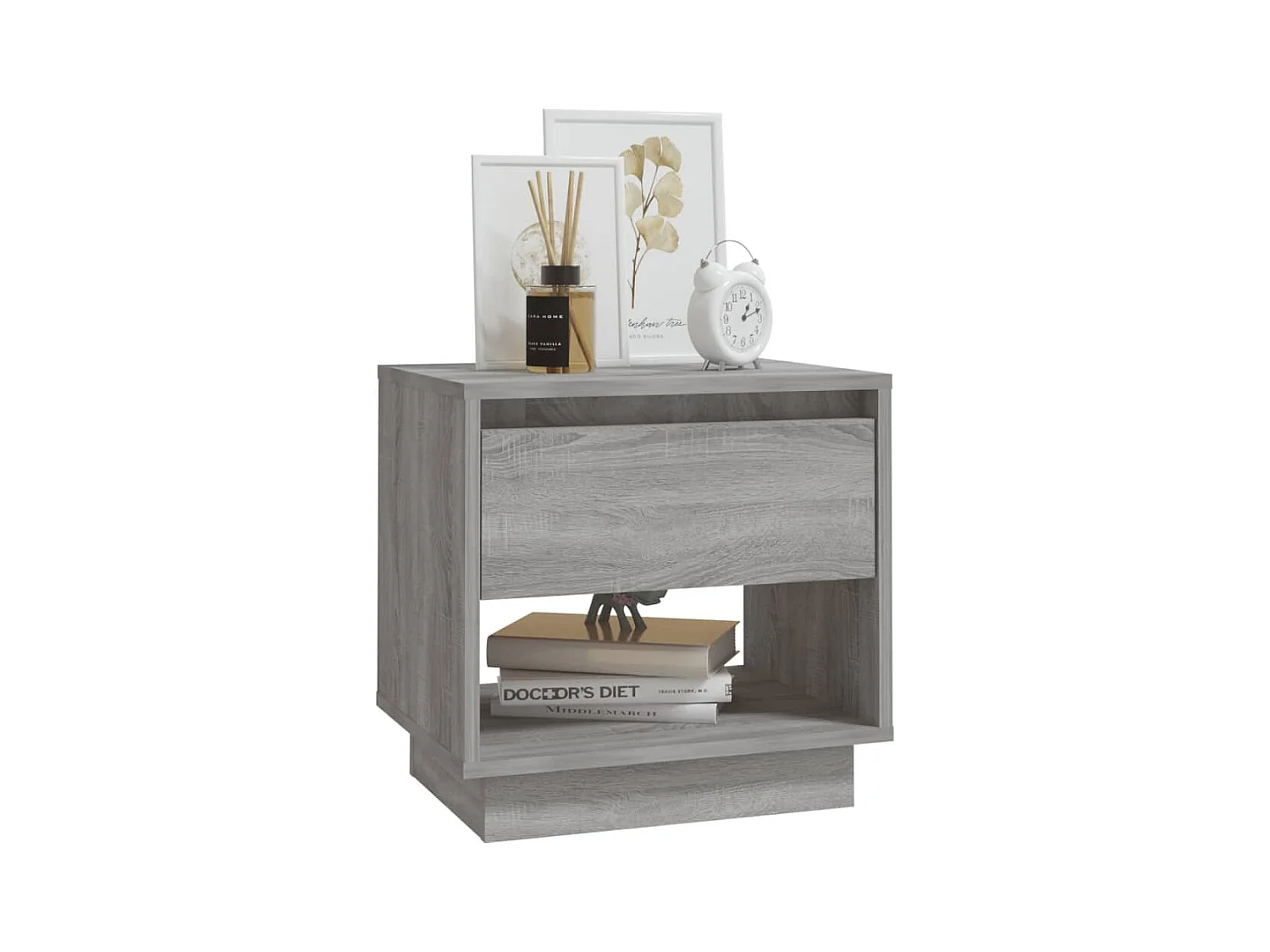 Mesitas de noche | Mesilla de noche 2 uds madera ingeniería gris Sonoma 45x34x44 cm