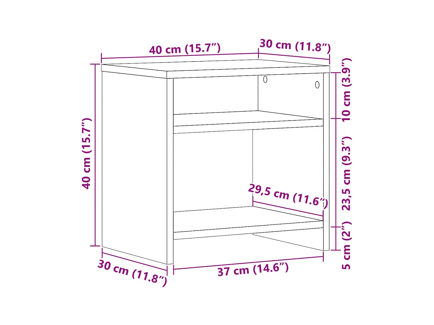 Mesita de noche | Mesilla de noche madera de ingeniería roble artisian 40x30x40 cm
