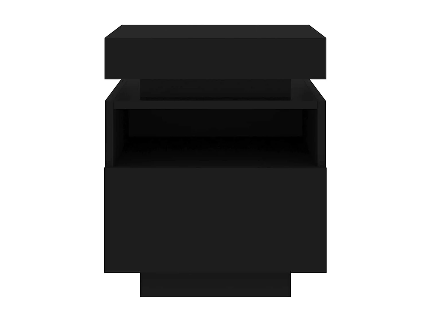 Pack 2 uds Mesitas de noche | Mesilla de noche con luces LED negro 40x39x48,5 cm