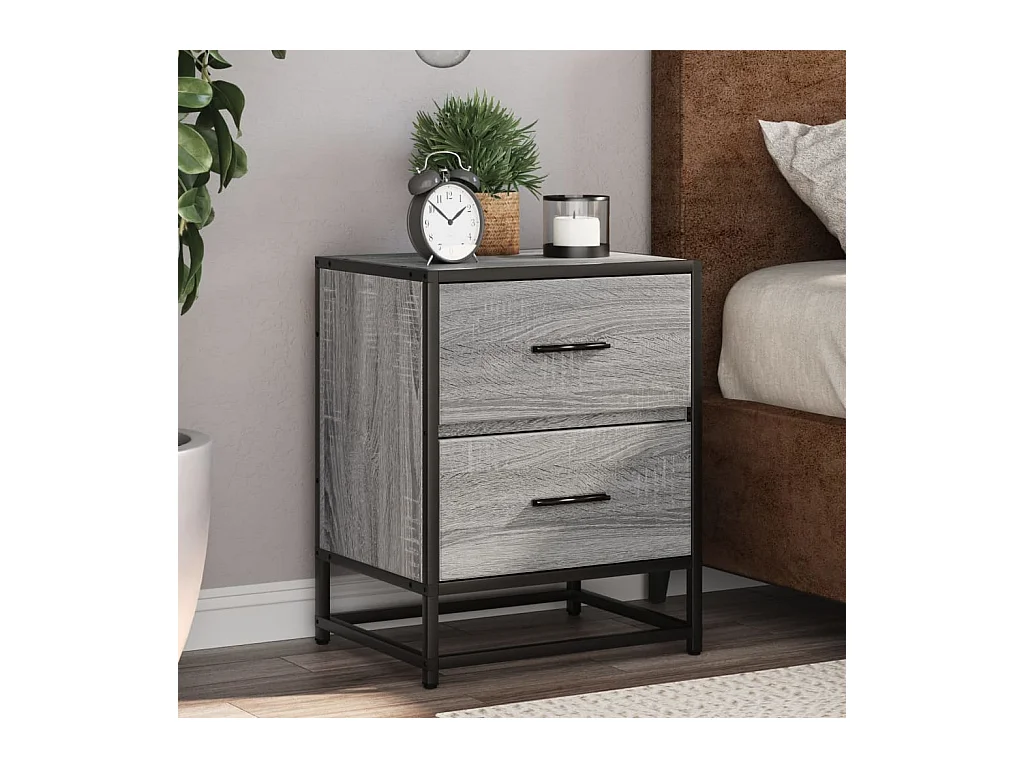 Mesitas de noche | Mesilla de noche 2 uds madera ingeniería gris Sonoma 40x31x50 cm