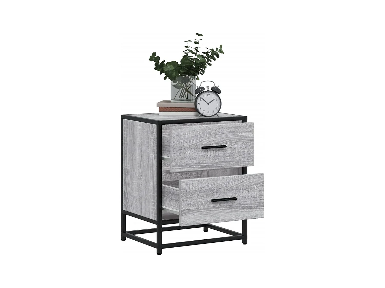 Mesitas de noche | Mesilla de noche 2 uds madera ingeniería gris Sonoma 40x31x50 cm