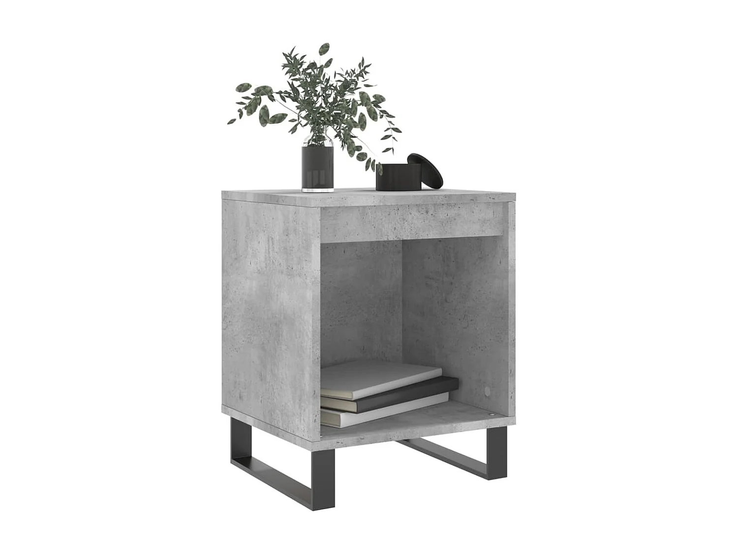 Nachttisch 2er Set-Beistelltisch-Nachttischkommode Betongrau 40x35x50 cm Holzwerkstoff SHL44129