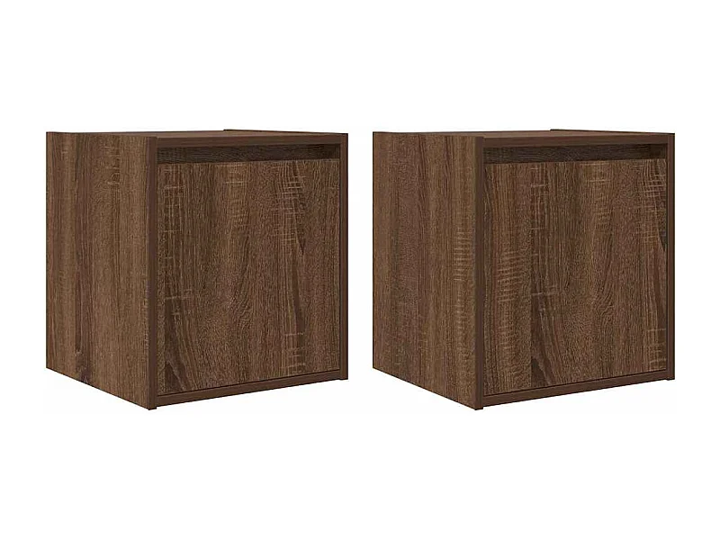 Mesillas de noche | Mesita de noche de pared 2 uds roble marrón 38x34x40 cm