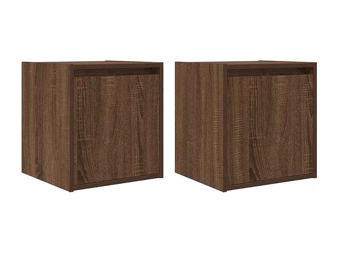 Mesillas de noche | Mesita de noche de pared 2 uds roble marrón 38x34x40 cm