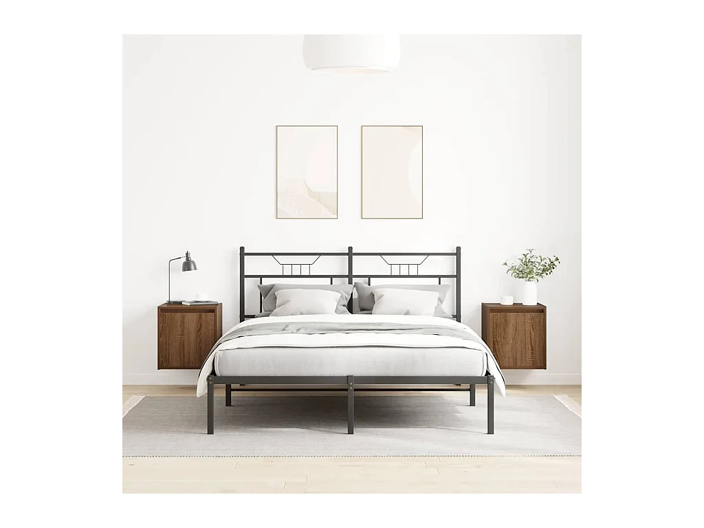 Mesillas de noche | Mesita de noche de pared 2 uds roble marrón 38x34x40 cm