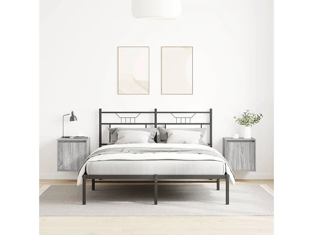 Mesillas de noche | Mesita de noche de pared 2 uds gris Sonoma 38x34x40 cm