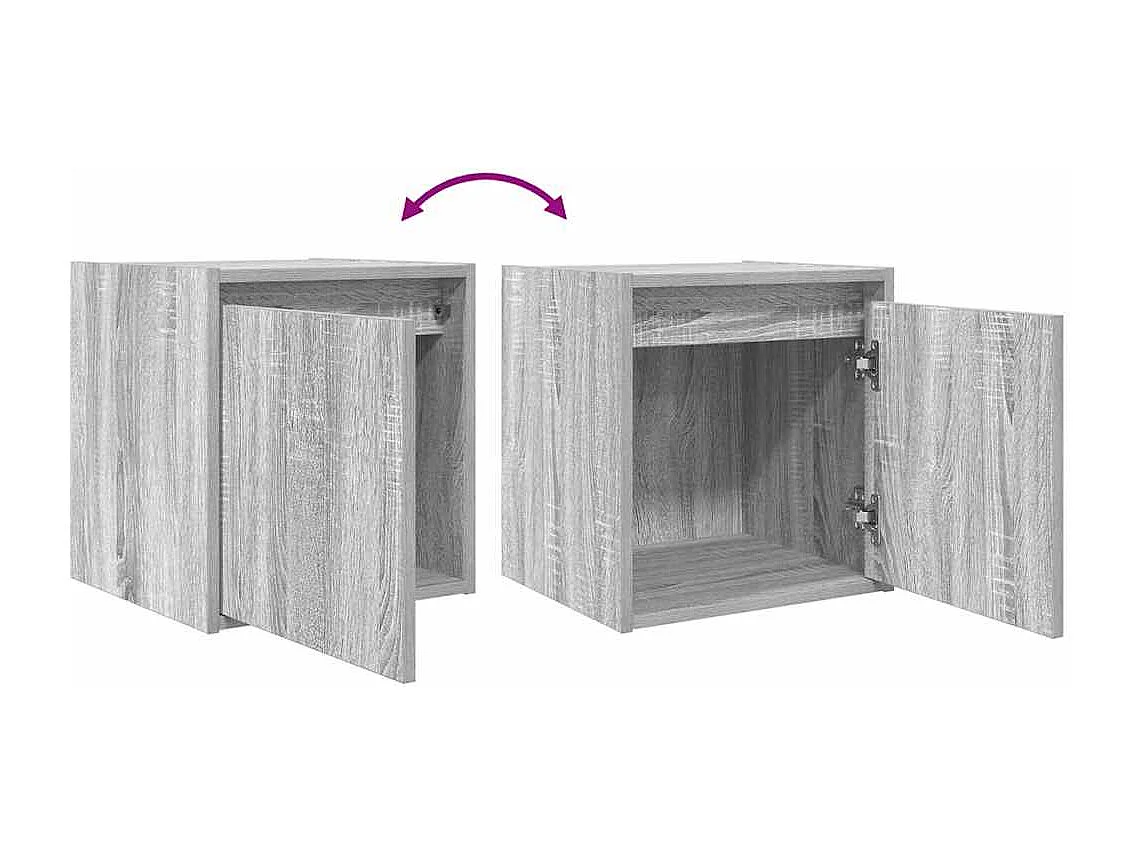 Mesillas de noche | Mesita de noche de pared 2 uds gris Sonoma 38x34x40 cm