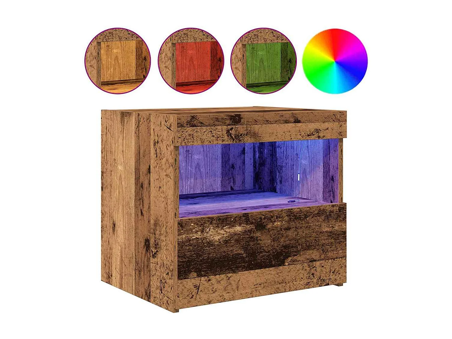 Mesita de Noche | Mesa auxiliar con cajón Madera vieja 50x40x45 cm