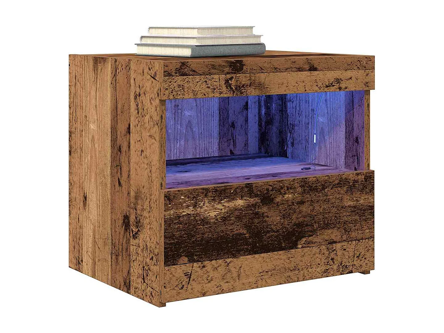 Mesita de Noche | Mesa auxiliar con cajón Madera vieja 50x40x45 cm