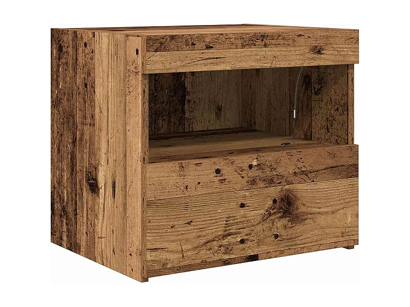 Nachtkastje | Bijzettafel Modern | Opbergkastje met lade Oud hout 50 x 40 x 45 cm Bewerkt hout