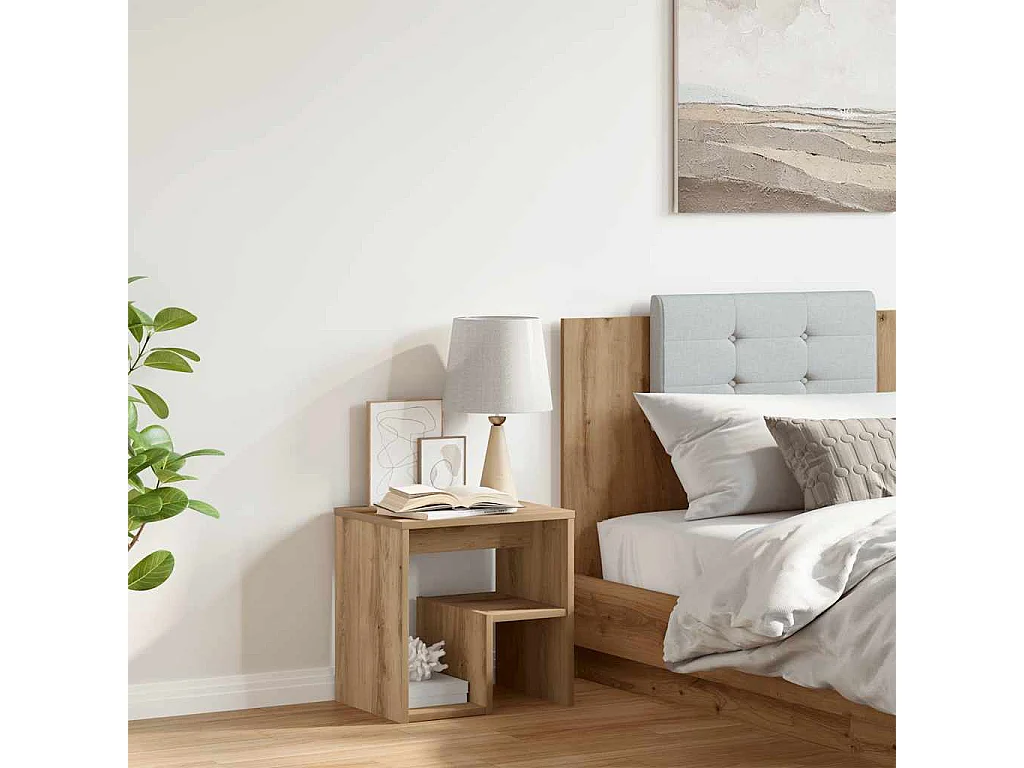 Table de chevet-Table d'appoint chêne artisanal 40x30x40 cm bois d'ingénierie