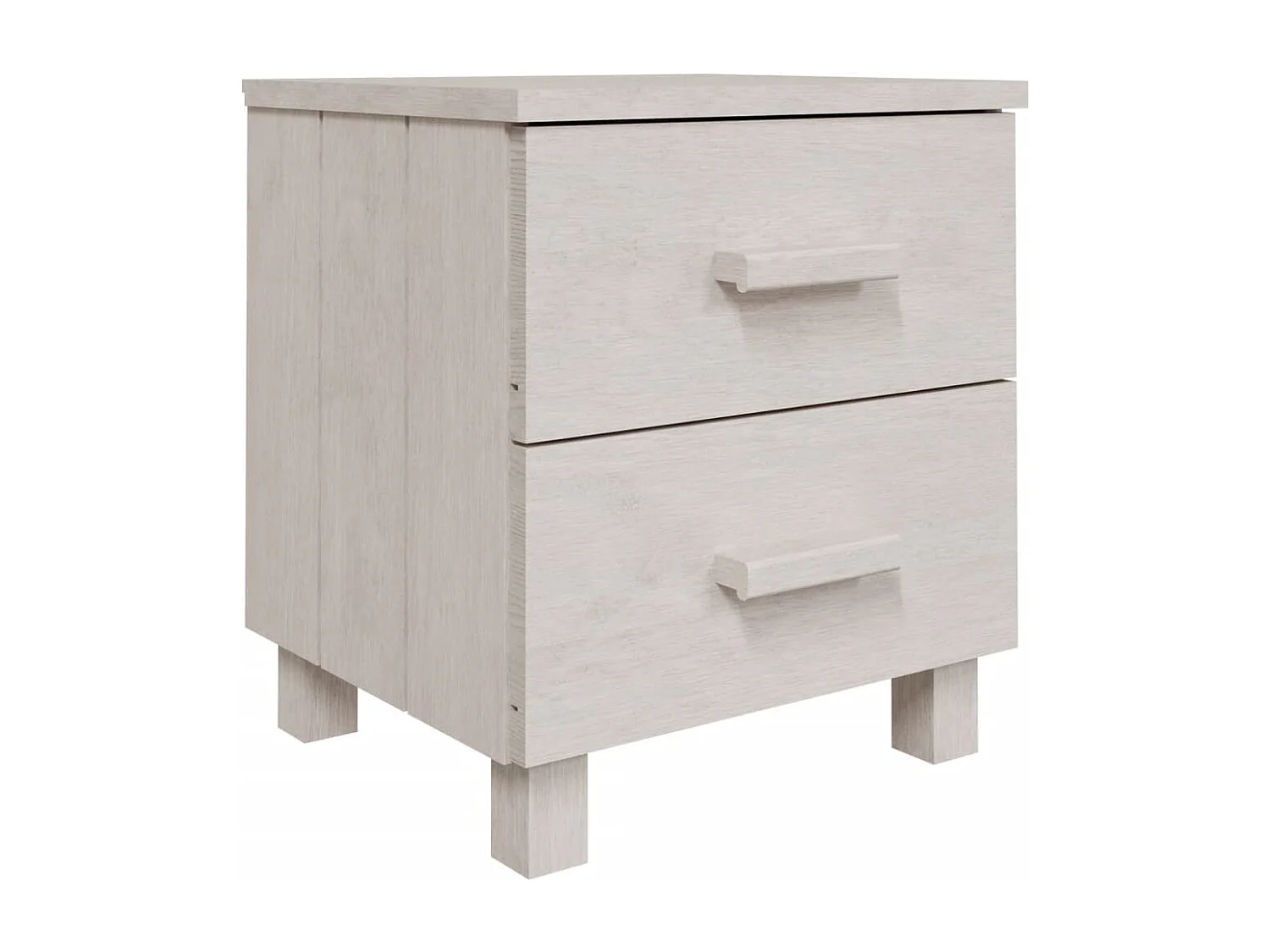 Nachttische-Beistelltisch-Nachttischkommode HAMAR 2 Stk. Weiß 40x35x44,5 cm Massivholz SHL23676