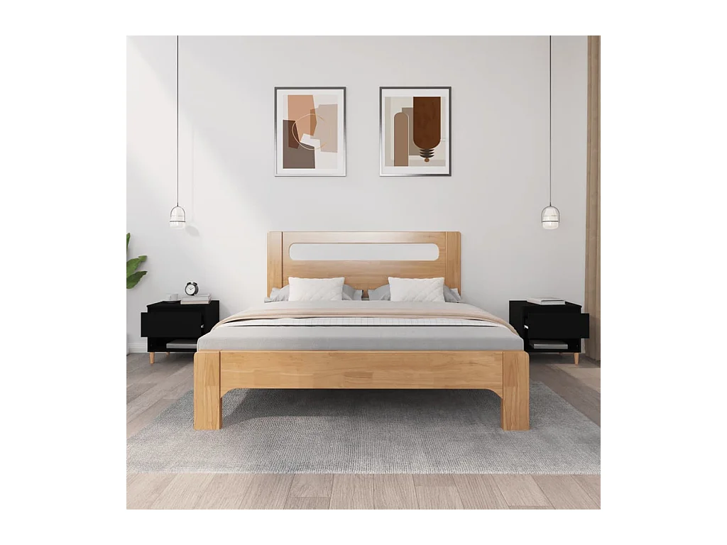 Tables de chevet lot de 2 avec tiroirs Noir 50x46x50 cm Bois d’ingénierie