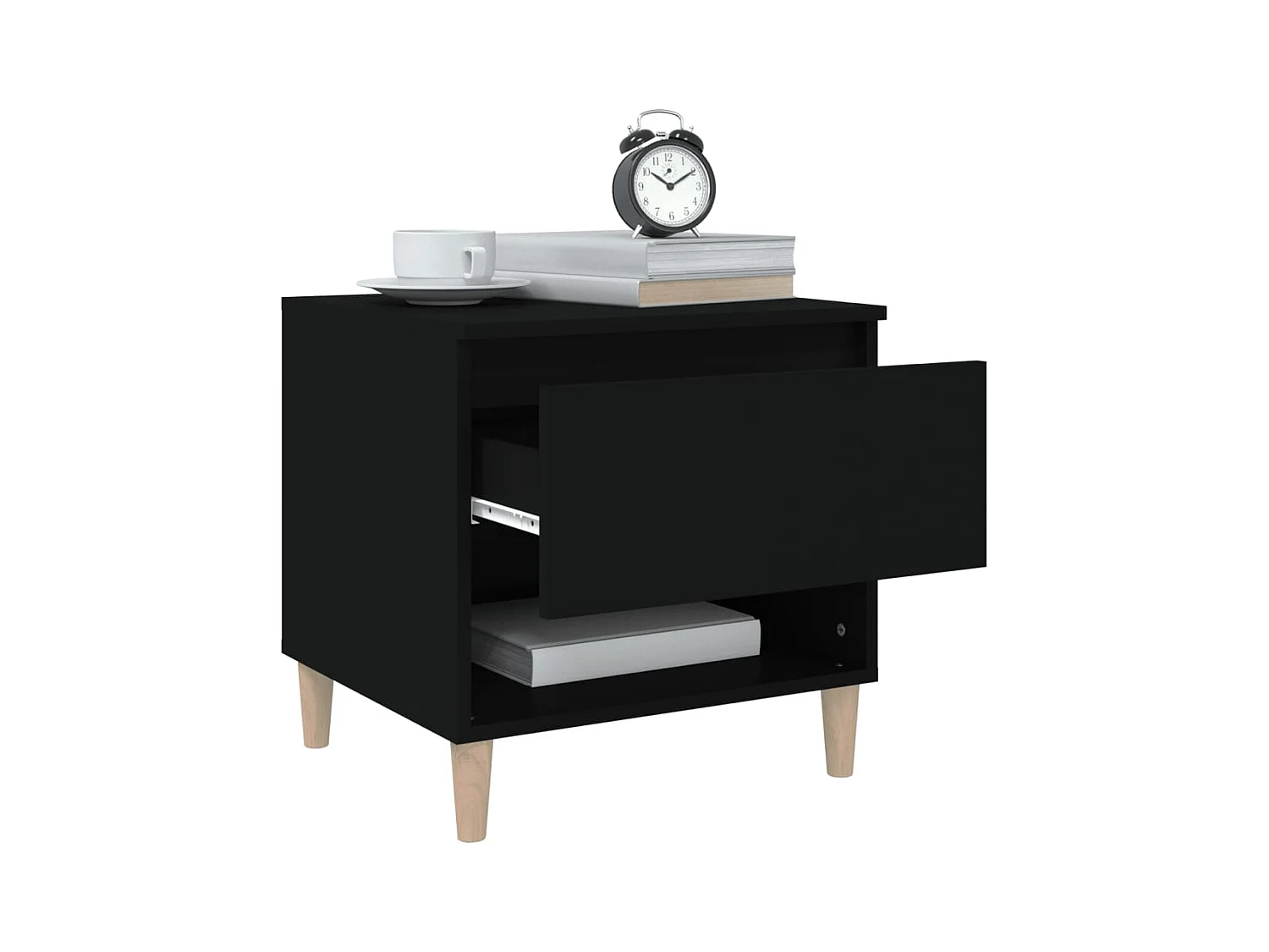 Tables de chevet lot de 2 avec tiroirs Noir 50x46x50 cm Bois d’ingénierie