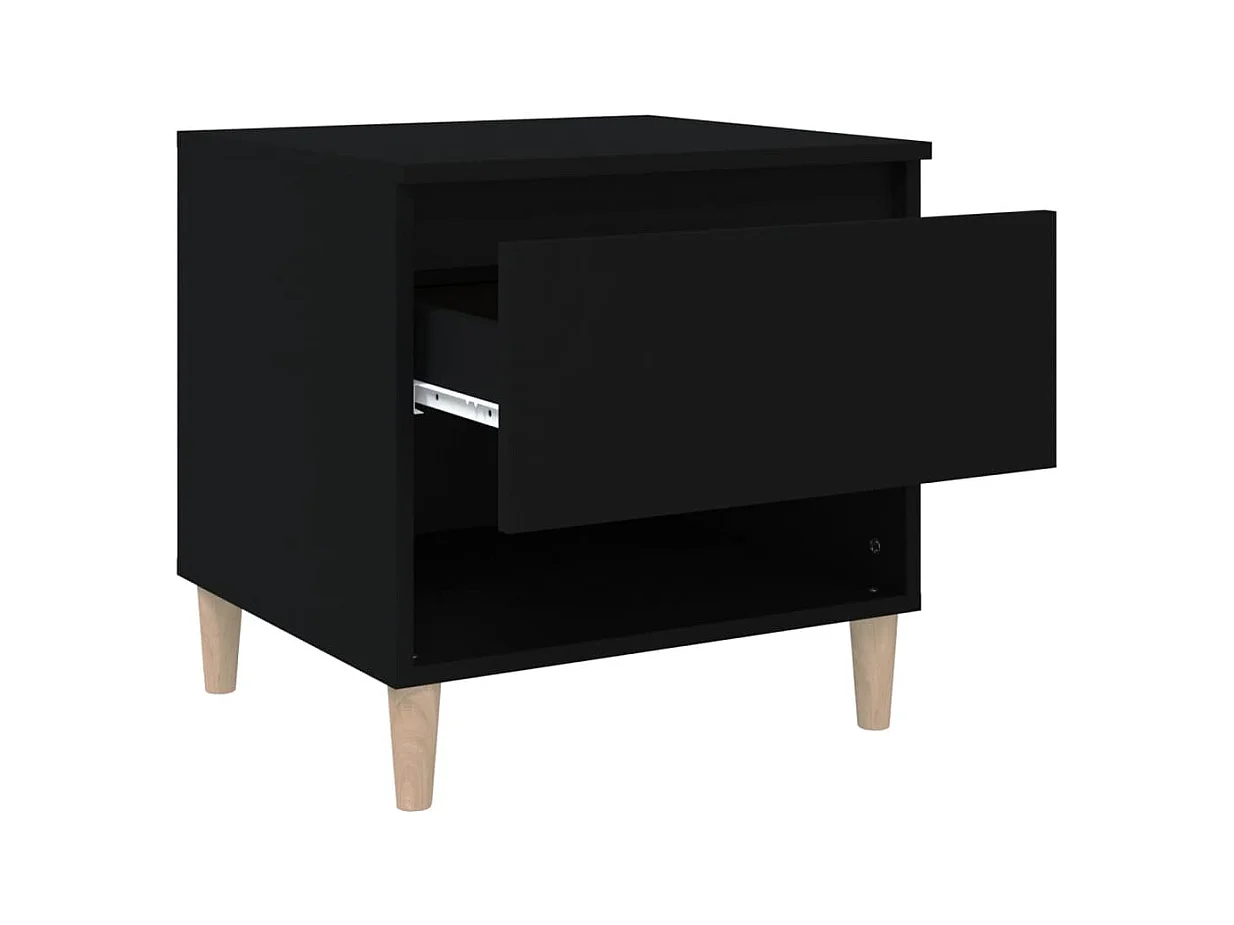 Tables de chevet lot de 2 avec tiroirs Noir 50x46x50 cm Bois d’ingénierie