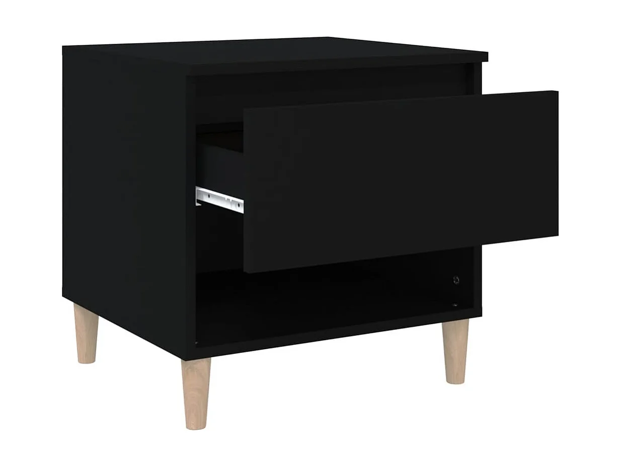 Nachttisch 2er Set-Beistelltisch-Nachttischkommode Schwarz 50x46x50 cm Holzwerkstoff SHL65979