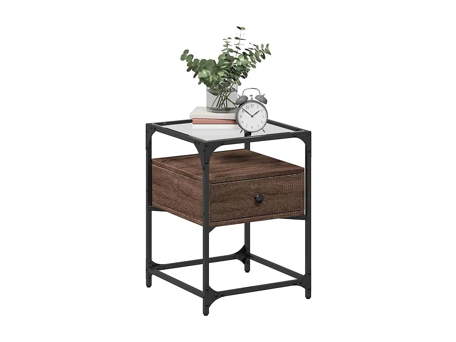 Nachttisch-Beistelltisch Braun Eichen-Optik 40x40x55 cm Holzwerkstoff SHL96161