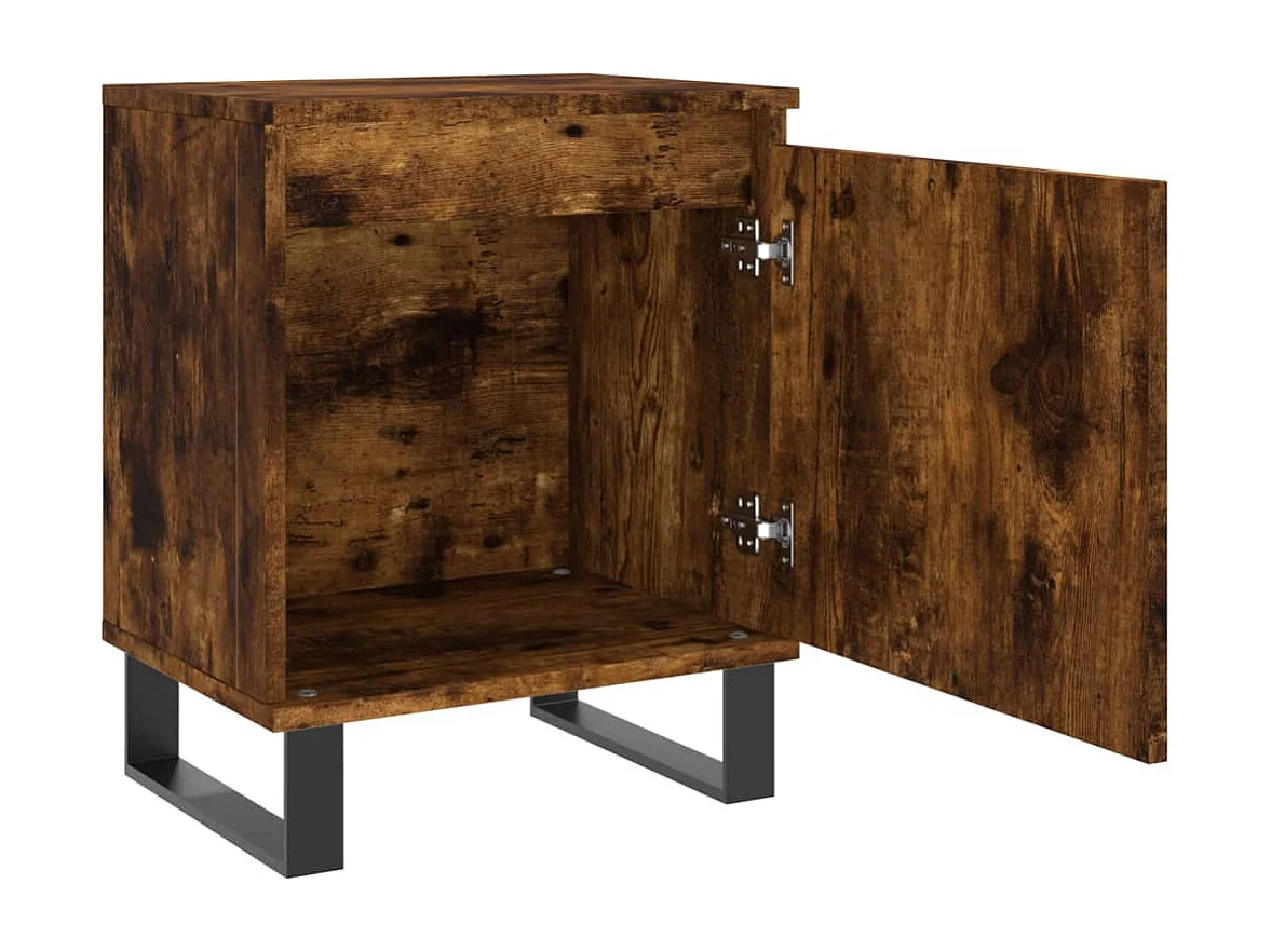 Nachttisch 2er Set-Beistelltisch-Nachttischkommode Räuchereiche 40x30x50 cm Holzwerkstoff SHL64337