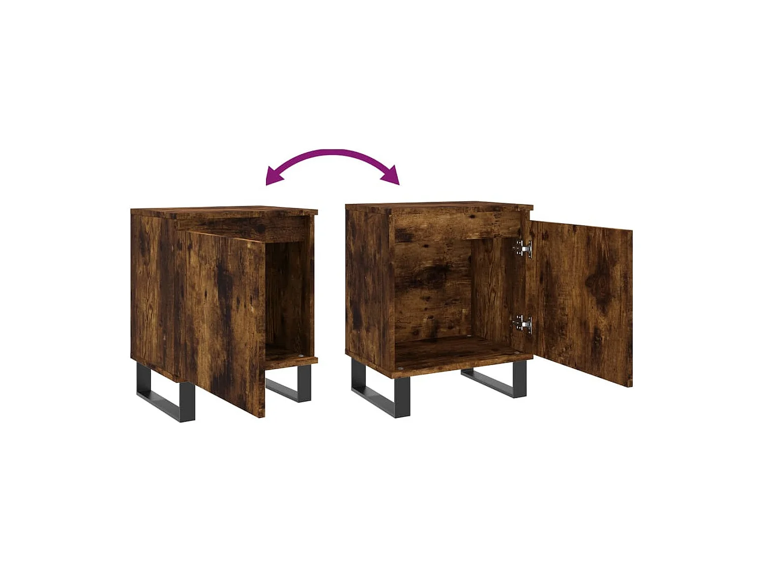 Nachttisch 2er Set-Beistelltisch-Nachttischkommode Räuchereiche 40x30x50 cm Holzwerkstoff SHL64337