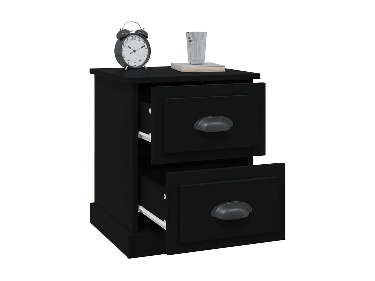 Nachttisch 2er Set-Beistelltisch-Nachttischkommode Schwarz 39x39x47,5 cm Holzwerkstoff SHL28820