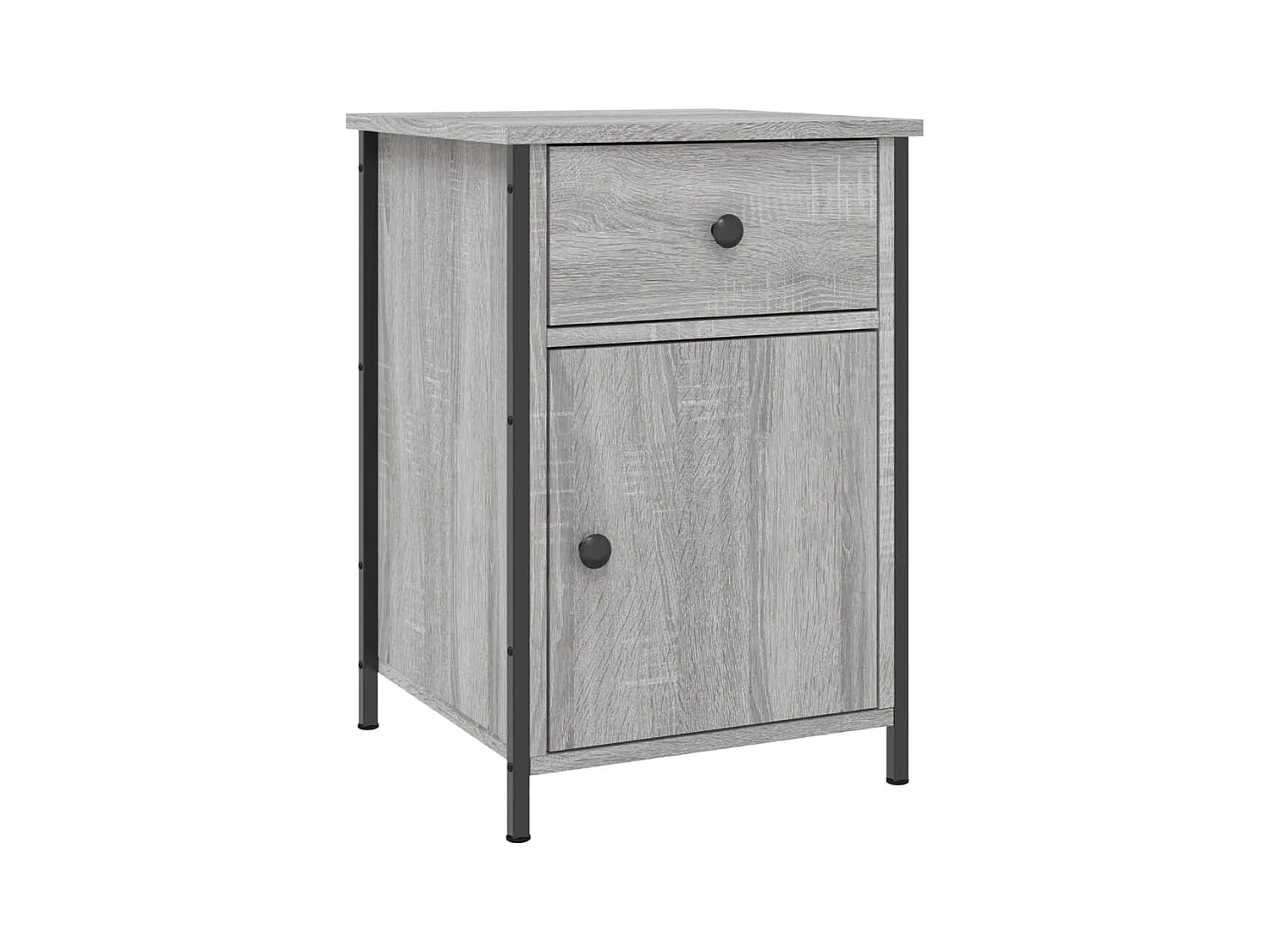 Mesita de noche | Mesilla de noche madera contrachapada gris Sonoma 40x42x60 cm