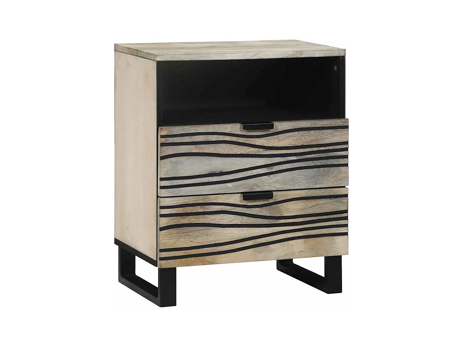 Mesita de Noche | Armario de Noche con cajón Blanco y negro 50x33x60 cm