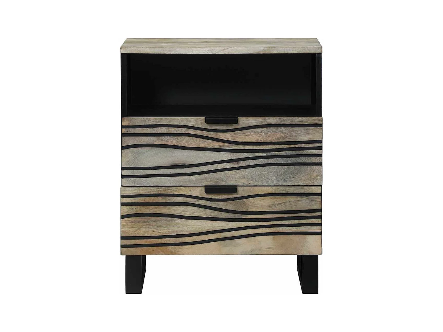 Mesita de Noche | Armario de Noche con cajón Blanco y negro 50x33x60 cm