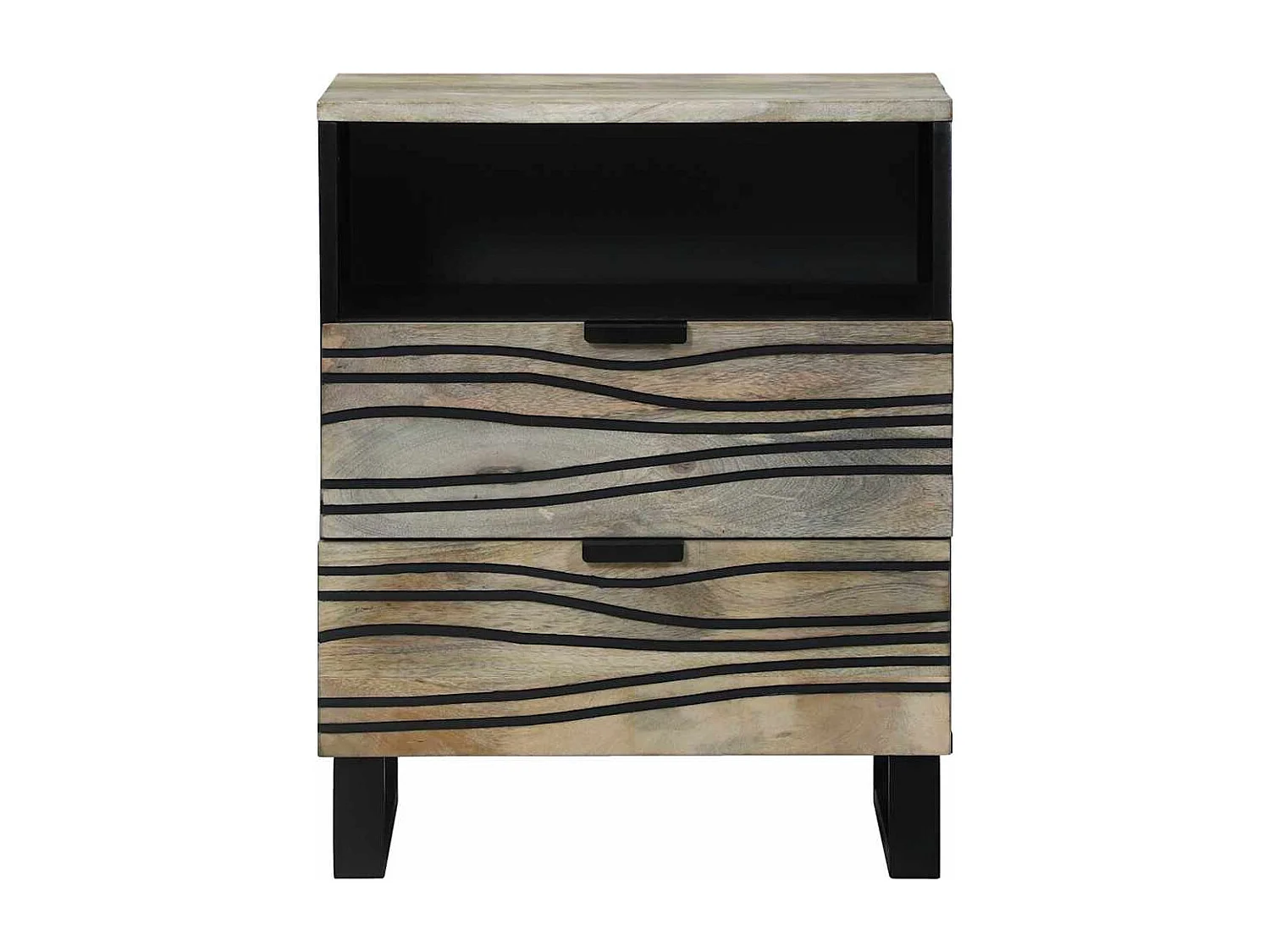 Mesita de Noche | Armario de Noche con cajón Blanco y negro 50x33x60 cm