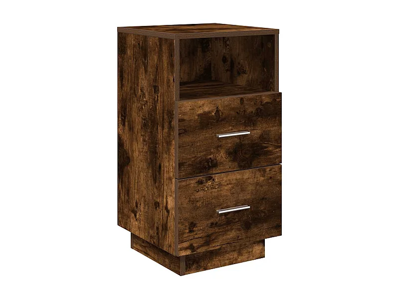 Table de chevet-Table d'appoint avec 2 tiroirs chêne fumé 36x36x68 cm