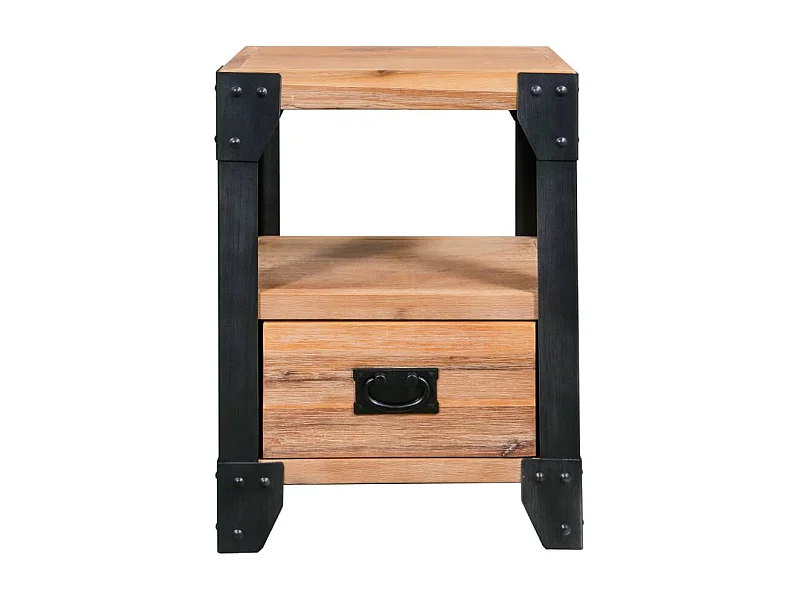 Mesitas de noche | Mesilla de noche 2 uds madera maciza acacia y acero 40x30x54 cm