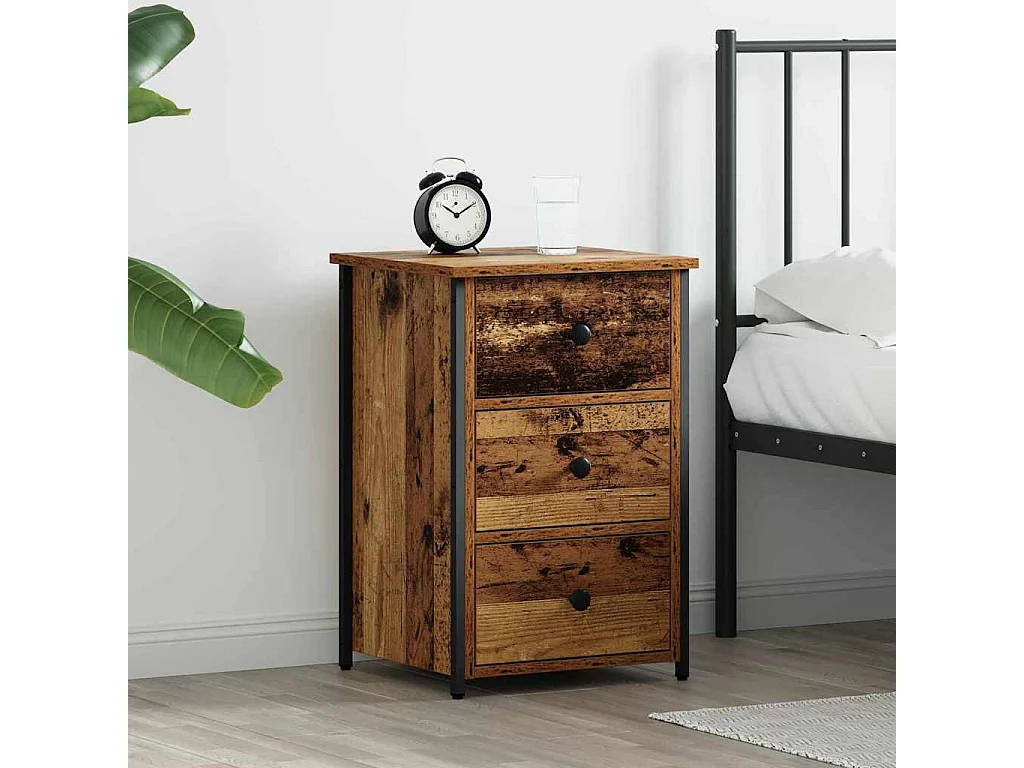 Table de chevet-Table de Nuit avec tiroir Bois ancien 40x36x60 cm