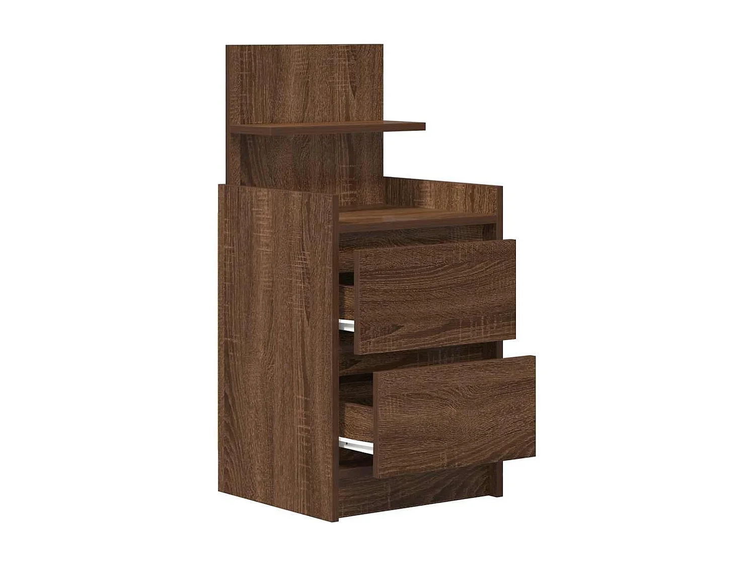 Pack 2 uds Mesilla de noche | Mesitas de noche con 2 cajones roble marrón 38x34x80 cm