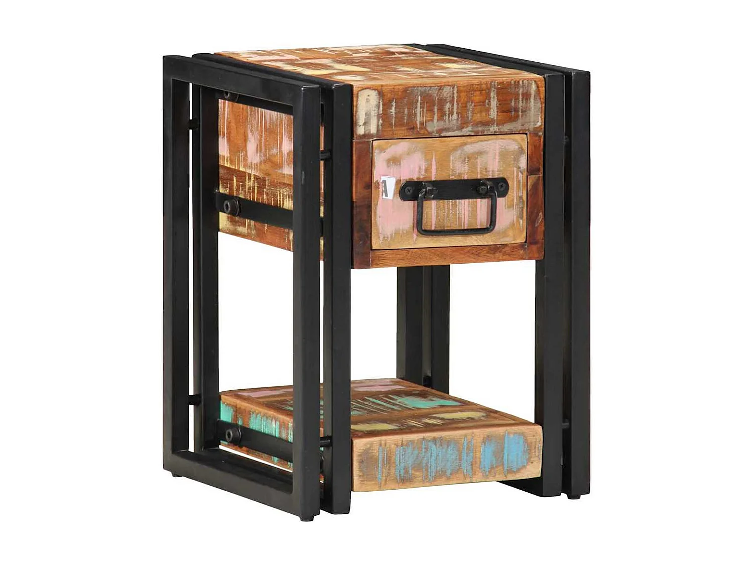 Table de chevet-Table de Nuit 30x30x40 cm bois de récupération massif