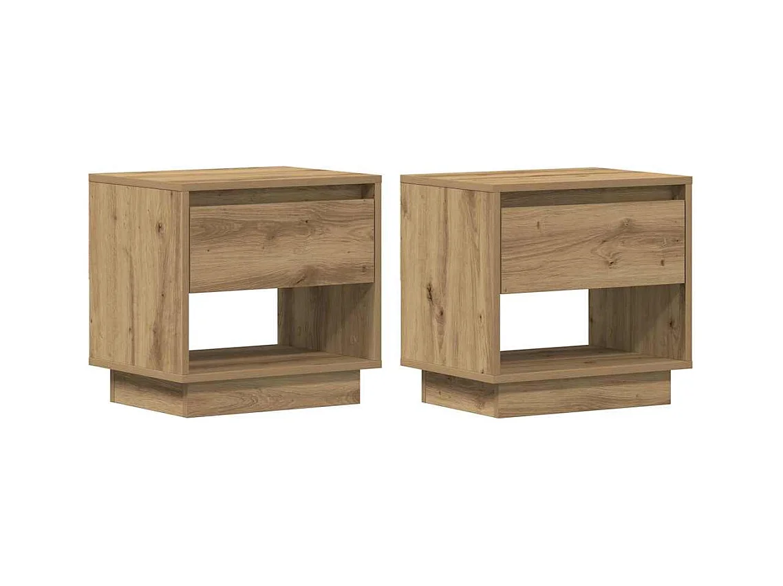 Table de nuit avec tiroir 2 pcs chêne artisanal 45x34x44 cm
