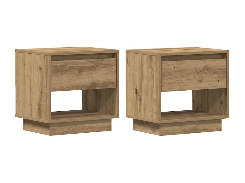Table de nuit avec tiroir 2 pcs chêne artisanal 45x34x44 cm