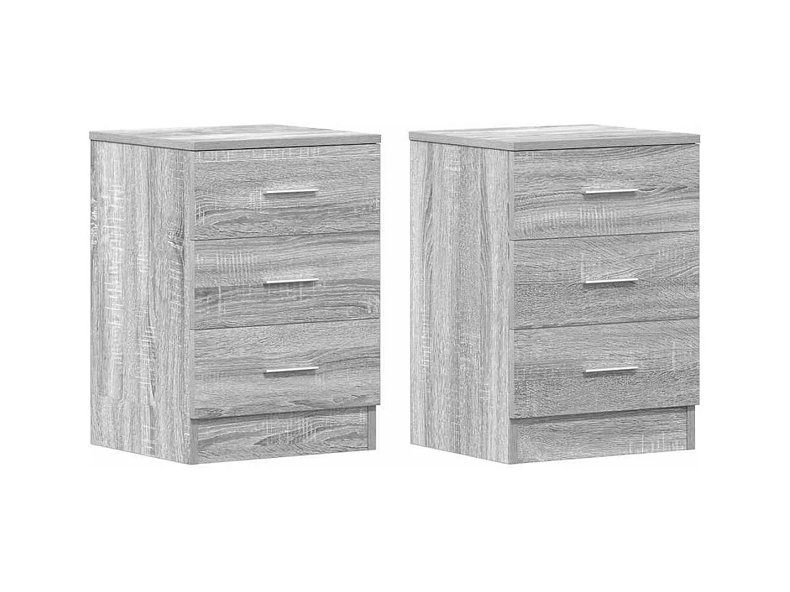 Mesitas de noche | Mesilla de noche 2 uds madera gris Sonoma 38x35x56 cm