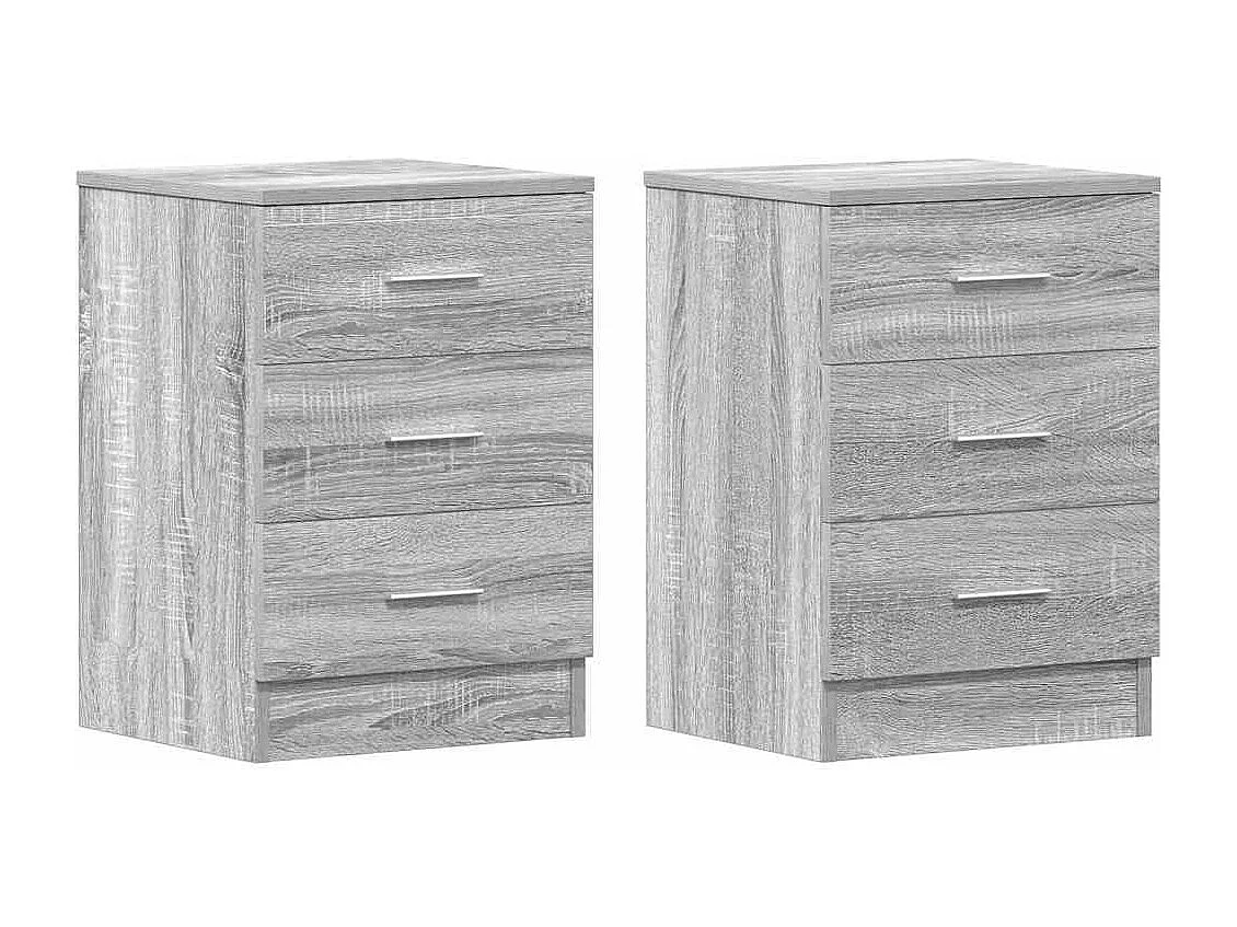 Nachttisch 2er Set-Beistelltisch-Nachttischkommode Grau Sonoma 38x35x56 cm Holzwerkstoff SHL48043