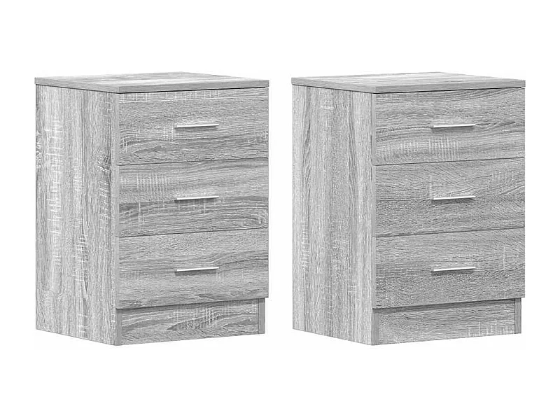Nachttisch 2er Set-Beistelltisch-Nachttischkommode Grau Sonoma 38x35x56 cm Holzwerkstoff SHL48043