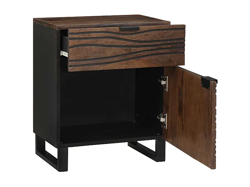 Nachtkastje | Bijzettafel Modern | Opbergkastje Walnotenhout 50 x 33 x 60 cm massief mangohout