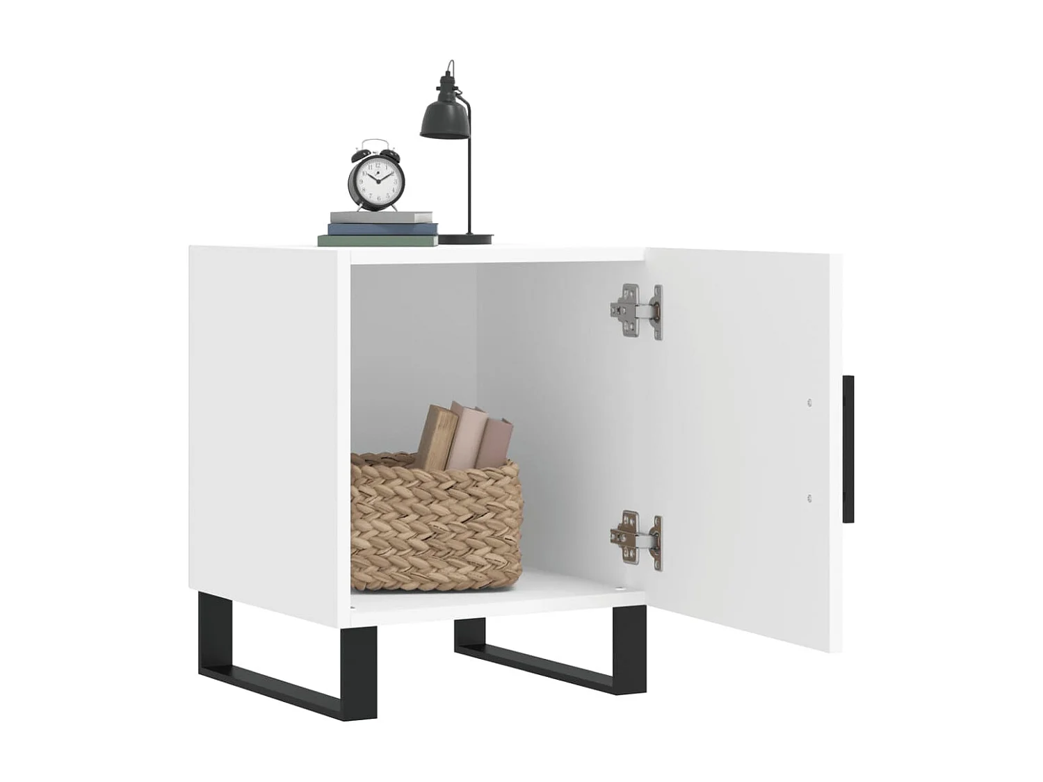 Lot de 2 Tables de chevet avec rangement blanc 40x40x50 cm bois d’ingénierie