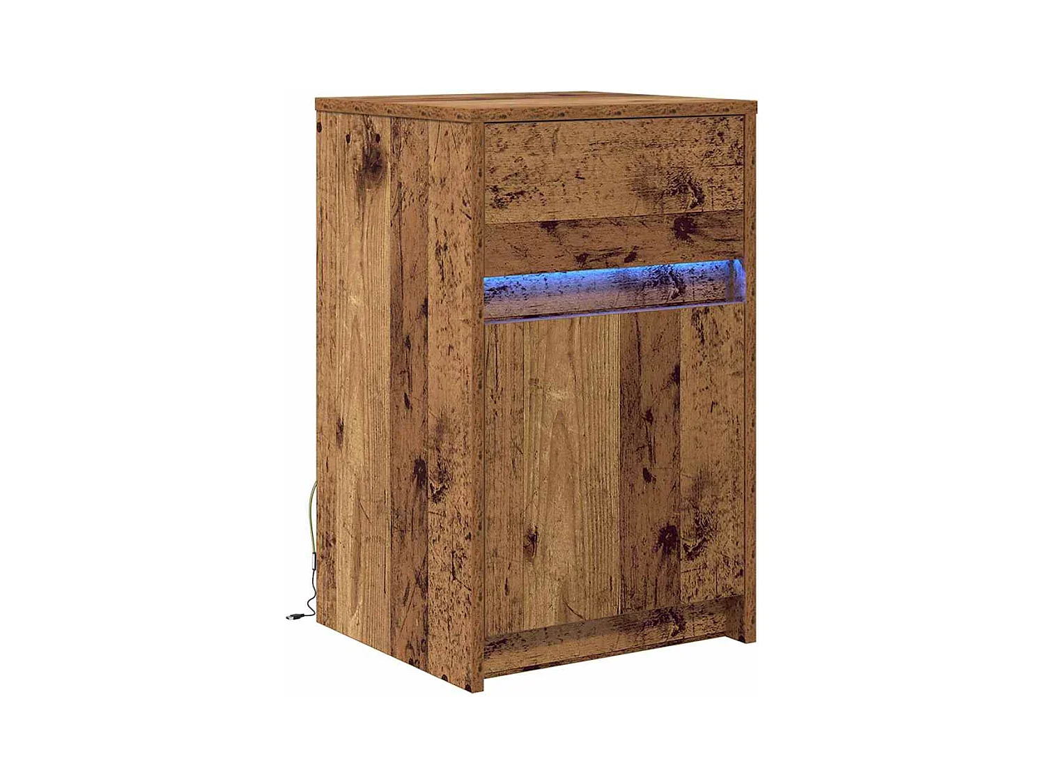 Table de chevet-Table d'appoint-Table de nuit avec tiroir Bois ancien 38x34x61 cm