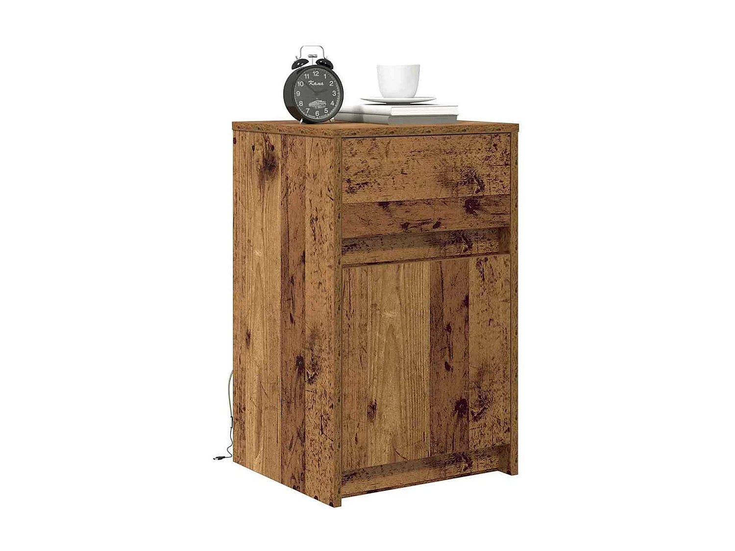 Table de chevet-Table d'appoint-Table de nuit avec tiroir Bois ancien 38x34x61 cm