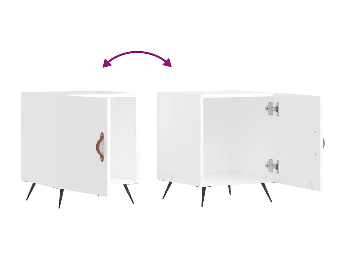 Mesita de noche | Mesilla de noche madera de ingeniería blanco brillo 40x40x50 cm