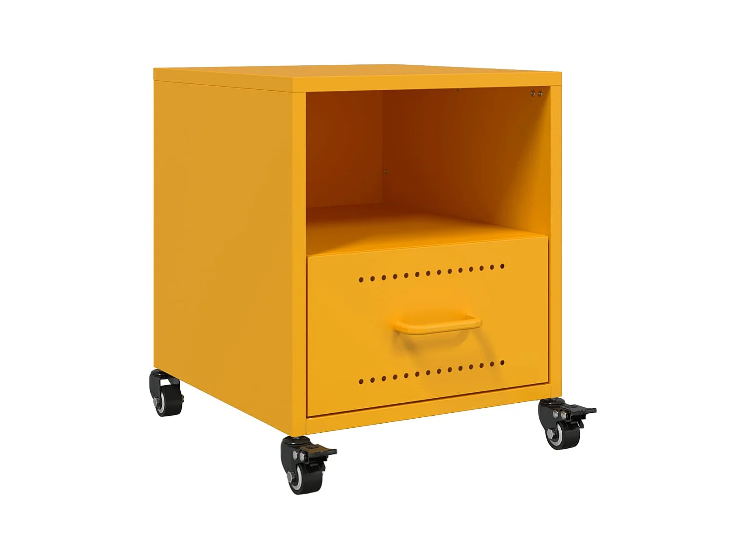 Mesitas de noche | Mesilla de noche 2 uds acero amarillo mostaza 36x39x43,5 cm