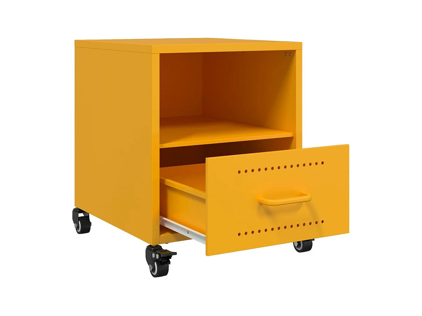 Mesitas de noche | Mesilla de noche 2 uds acero amarillo mostaza 36x39x43,5 cm