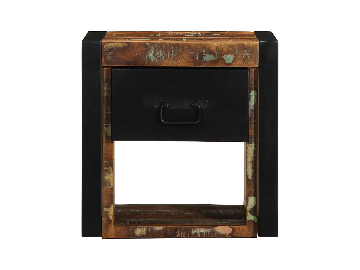 Mesilla de noche | Mesita de noche multicolor 40x35x40 cm madera maciza reciclada